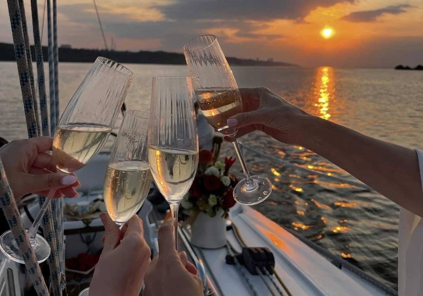 Yacht trip at golden hour